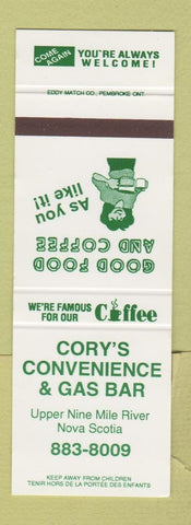 Matchbook Cover - Cory's oil gas Upper Nine Mile River NS SAMPLE