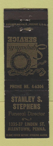 Matchbook Cover - Stanley Stephens Funeral Home Allentown PA