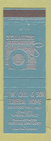 Matchbook Cover - JW Call Son Funeral Home Pikeville KY BLUE