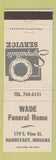 Matchbook Cover - Wade Funeral Home Haubstadt IN