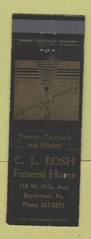 Matchbook Cover - CL Losh Funeral Home Boyertown PA WEAR