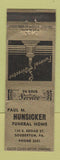 Matchbook Cover - Paul Hunsicker Funeral Home Souderton PA