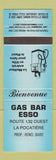 Matchbook Cover - Esso oil gas La Pocatiere QC WEAR