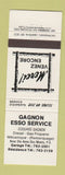 Matchbook Cover - Gagnon Esso oil gas Anse Ste Anne Des Monts QC WHITE