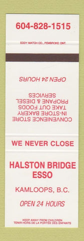 Matchbook Cover - Halston Bridge Esso oil gas Kamloops BC SAMPLE
