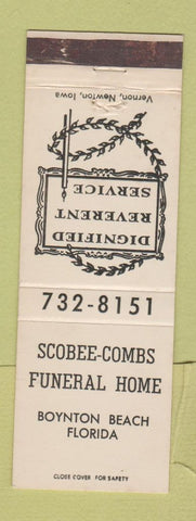 Matchbook Cover - Scobee Combs Funeral Home Boynton Beach FL