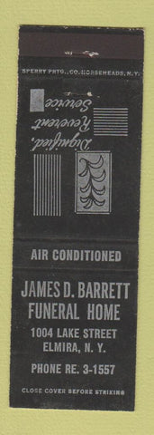 Matchbook Cover - James Barrett Funeral Home Elmira NY