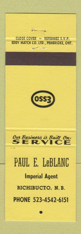 Matchbook Cover - Esso oil gas Paul LeBlanc Richibucto NB