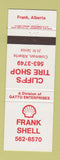 Matchbook Cover - Shell oil gas Frank Cliff's Tires Coleman Frank AB