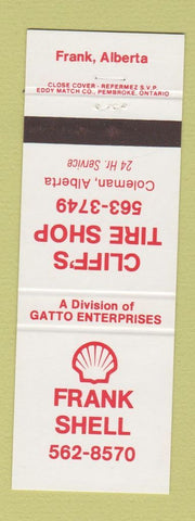 Matchbook Cover - Shell oil gas Frank Cliff's Tires Coleman Frank AB