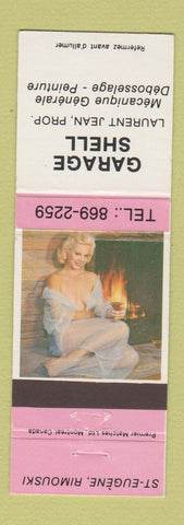 Matchbook Cover - Garage Shell oil gas St Eugene Rimouski QC pinup