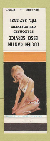Matchbook Cover - Esso oil gas Lucien Cantin Portneuf QC pinup WEAR