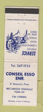 Matchbook Cover - Esso oil gas Conseil Sherbrooke QC WEAR