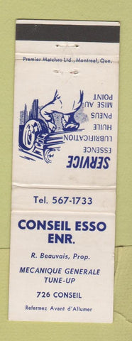 Matchbook Cover - Esso oil gas Conseil Sherbrooke QC WEAR