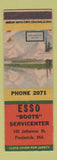 Matchbook Cover - Esso oil gas Boots Frederick MD
