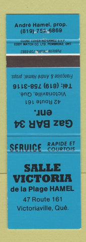 Matchbook Cover - Salle Victoria Victoriaville QC oil gas BLUE