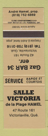 Matchbook Cover - Salle Victoria Victoriaville QC oil gas GOLD