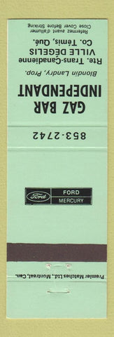 Matchbook Cover - Ford Mercury oil gas Temis QC