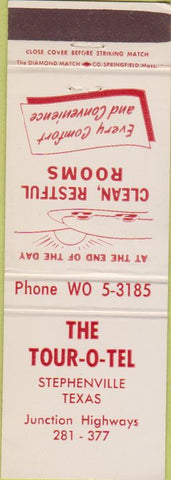 Matchbook Cover - Tour O Tel Stephenville TX