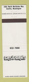 Matchbook Cover - Gasworks Seattle WA