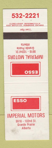Matchbook Cover - Esso oil gas Imperial Motors Grande Prairie AB WEAR