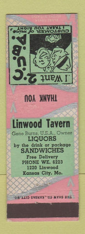 Matchbook Cover - Linwood Tavern Kansas City MO