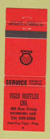 Matchbook Cover - Viger Muffler Shell oil gas Richmond QC RED WEAR