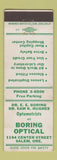 Matchbook Cover - Boring Optical Salem OR Optometrists