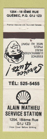 Matchbook Cover - Alain Mathieu Shell oil gas Quebec QC WEAR