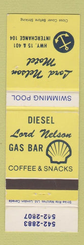 Matchbook Cover - Lord Nelson Shell oil gas Motel