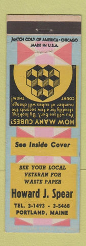 Matchbook Cover - Howard Spear Waste Paper Portland OR metal