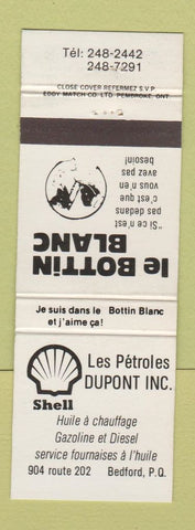 Matchbook Cover - Les Petroles Dupont Shell oil gas Bedford QC WEAR