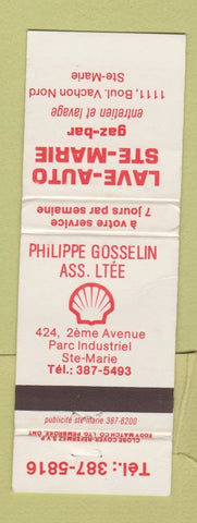 Matchbook Cover - Lave Auto sTe Marie Shell oil gas QC Philippe Gosselin WEAR
