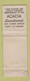 Matchbook Cover - Acacia Laundromat Laundry Brookings OR