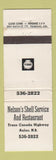 Matchbook Cover - Shell oil gas Nelson's Aulac NB WEAR