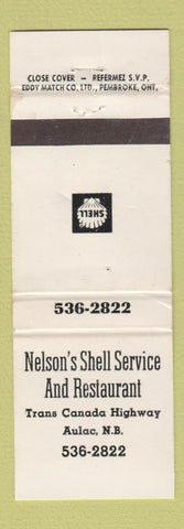 Matchbook Cover - Shell oil gas Nelson's Aulac NB WEAR