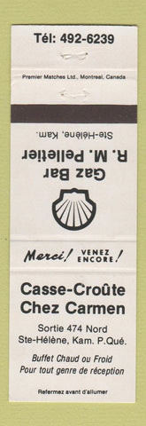 Matchbook Cover - Shell oil gas Casse Croute Ste Helene QC