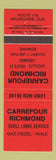Matchbook Cover - Shell oil gas Carrefour Richmond Melbourne QC RED