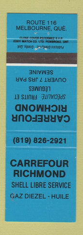 Matchbook Cover - Shell oil gas Carrefour Richmond Melbourne QC BLUE