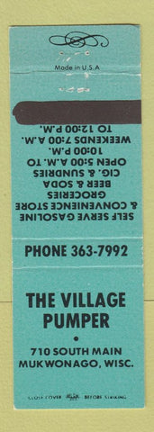 Matchbook Cover - Village Pumper oil gas Mukwonago WI