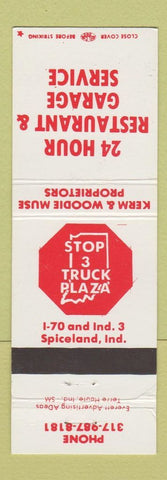 Matchbook Cover - Stop 3 Truck Stop Spiceland IN oil gas