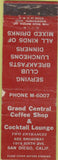 Matchbook Cover - Grand Central Coffee Shop San Diego CA