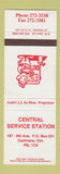 Matchbook Cover - Central Service Station oil gas Cochrane ON SAMPLE WORN