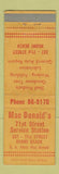 Matchbook Cover - MacDonald's oil gas Miami Beach FL Shell WEAR