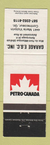 Matchbook Cover - Petro Canada oil gas Garage EGC Contrecoeur QC
