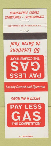 Matchbook Cover - Pay Less oil gas Canada