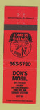 Matchbook Cover - Don's Mobil oil gas WEAR