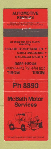 Matchbook Cover - McBeth Motor Services Australia