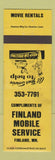 Matchbook Cover - Finland Mobil oil gas Finland MN WEAR