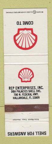 Matchbook Cover - Shell oil gas Rep Enterprises Hallandale FL WEAR